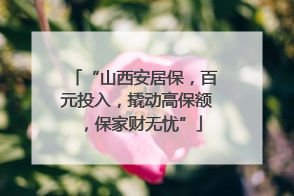 “山西安居保，百元投入，撬动高保额，保家财无忧”