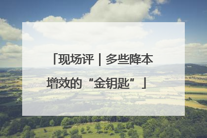 现场评｜多些降本增效的“金钥匙”