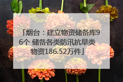 烟台：建立物资储备库96个 储备各类防汛抗旱类物资186.52万件