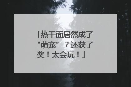 热干面居然成了“萌宠”？还获了奖！太会玩！