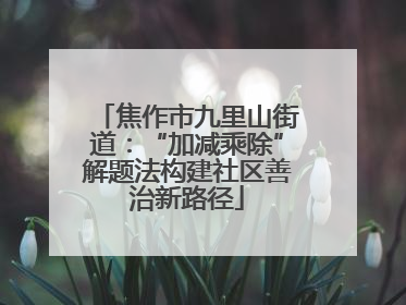 焦作市九里山街道：“加减乘除”解题法构建社区善治新路径