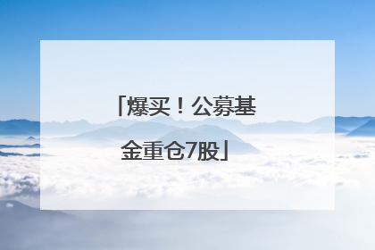 爆买！公募基金重仓7股