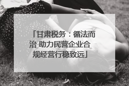 甘肃税务：循法而治 助力民营企业合规经营行稳致远