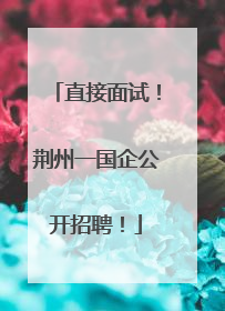 直接面试！荆州一国企公开招聘！