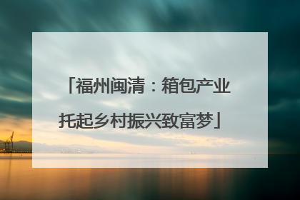 福州闽清：箱包产业托起乡村振兴致富梦