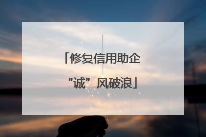 修复信用助企“诚”风破浪