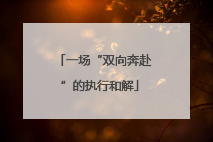 一场“双向奔赴”的执行和解