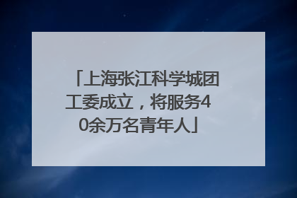 上海张江科学城团工委成立，将服务40余万名青年人