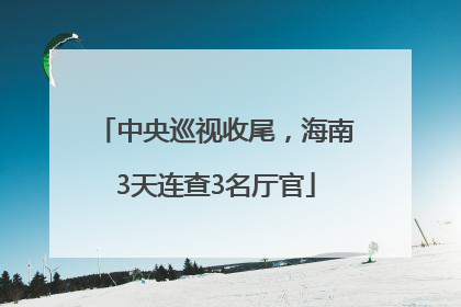 中央巡视收尾，海南3天连查3名厅官