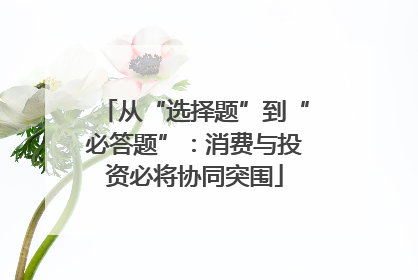 从“选择题”到“必答题”：消费与投资必将协同突围