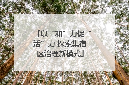 以“和”力促“活”力 探索集宿区治理新模式