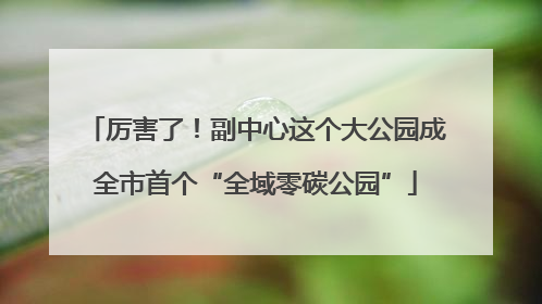 厉害了！副中心这个大公园成全市首个“全域零碳公园”