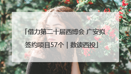 借力第二十届西博会 广安拟签约项目57个｜数读西投