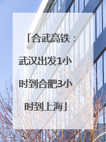 合武高铁：武汉出发1小时到合肥3小时到上海