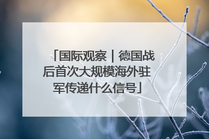 国际观察｜德国战后首次大规模海外驻军传递什么信号