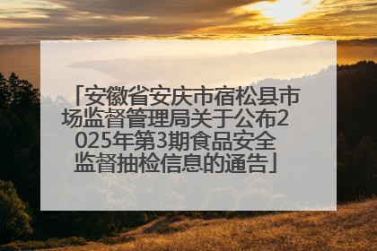 安徽省安庆市宿松县市场监督管理局关于公布2025年第3期食品安全监督抽检信息的通告