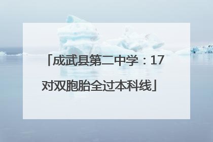 成武县第二中学：17对双胞胎全过本科线