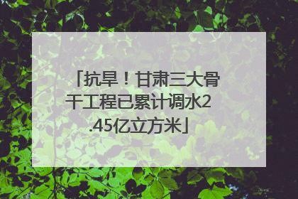 抗旱！甘肃三大骨干工程已累计调水2.45亿立方米