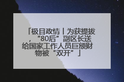 极目政情丨为获提拔，“80后”副区长送给国家工作人员巨额财物被“双开”