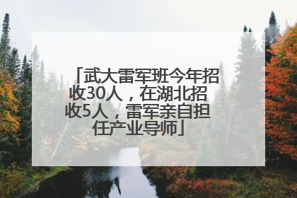 武大雷军班今年招收30人，在湖北招收5人，雷军亲自担任产业导师