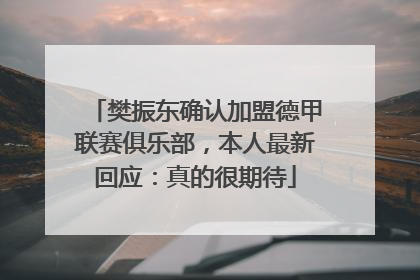 樊振东确认加盟德甲联赛俱乐部，本人最新回应：真的很期待