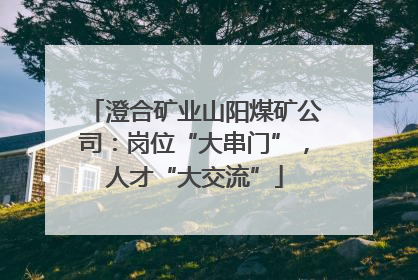 澄合矿业山阳煤矿公司：岗位“大串门”，人才“大交流”