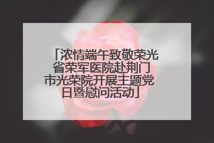 浓情端午致敬荣光 省荣军医院赴荆门市光荣院开展主题党日暨慰问活动
