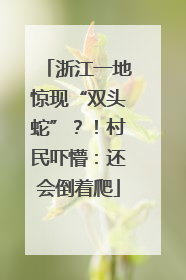 浙江一地惊现“双头蛇”？！村民吓懵：还会倒着爬