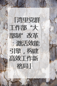 湾里党群工作部“大部制”改革：激活效能引擎，构建高效工作新格局