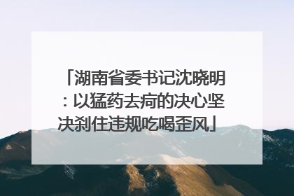 湖南省委书记沈晓明：以猛药去疴的决心坚决刹住违规吃喝歪风