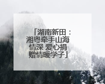 湖南新田：湘粤牵手山海情深 爱心捐赠情暖学子