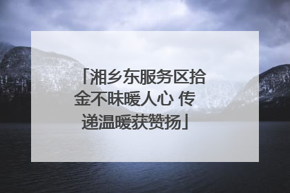 湘乡东服务区拾金不昧暖人心 传递温暖获赞扬