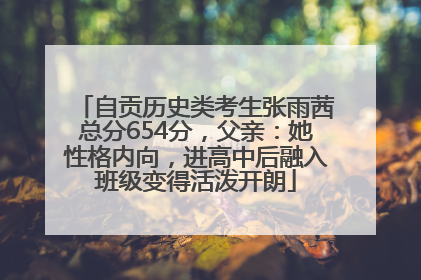 自贡历史类考生张雨茜总分654分，父亲：她性格内向，进高中后融入班级变得活泼开朗