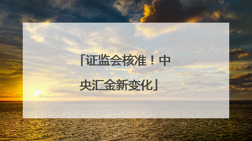 证监会核准！中央汇金新变化