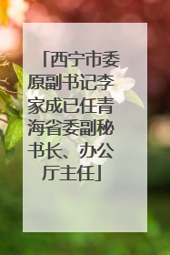 西宁市委原副书记李家成已任青海省委副秘书长、办公厅主任