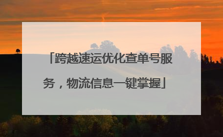 跨越速运优化查单号服务，物流信息一键掌握