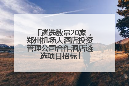 遴选数量20家，郑州机场大酒店投资管理公司合作酒店遴选项目招标