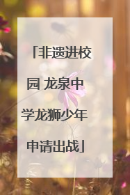 非遗进校园 龙泉中学龙狮少年申请出战