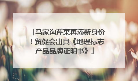 马家沟芹菜再添新身份！贸促会出具《地理标志产品品牌证明书》